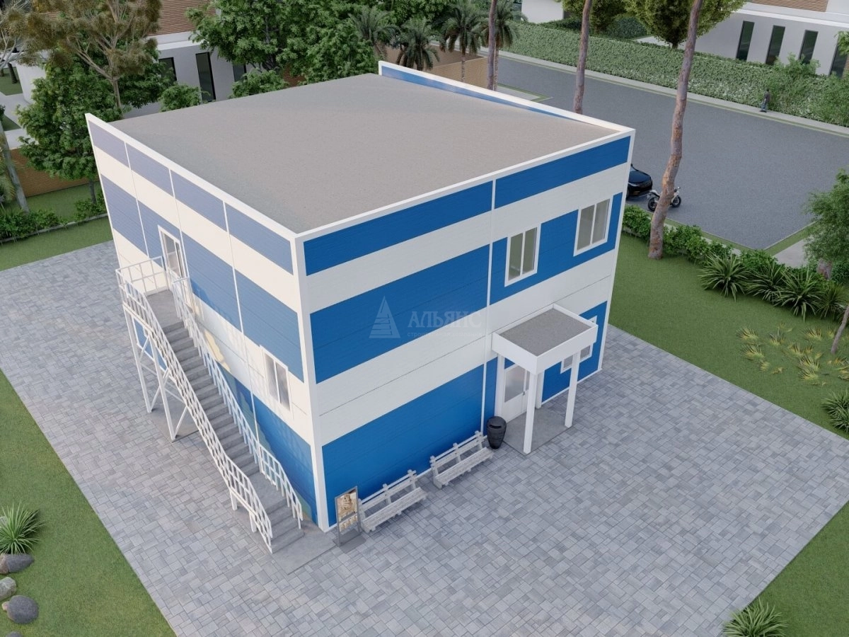 3D визуализация Офисное здание из сэндвич-панелей - фото 4